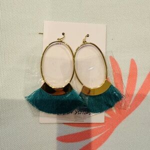 & Other Stories Gold Tassle Green/blue Earring
